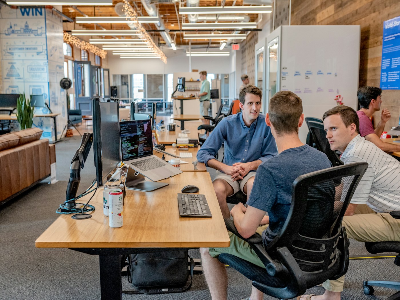A team reviewing campaign performance together